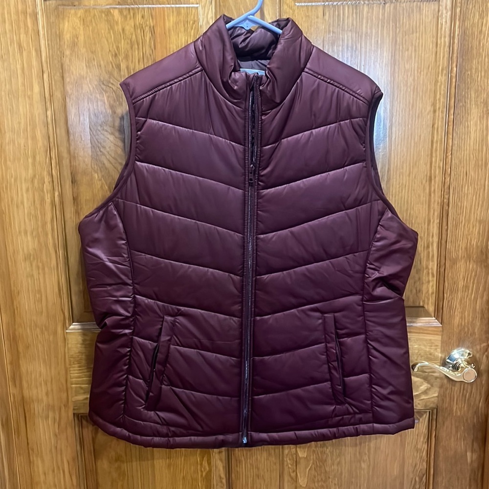 Burgundy puffy vest